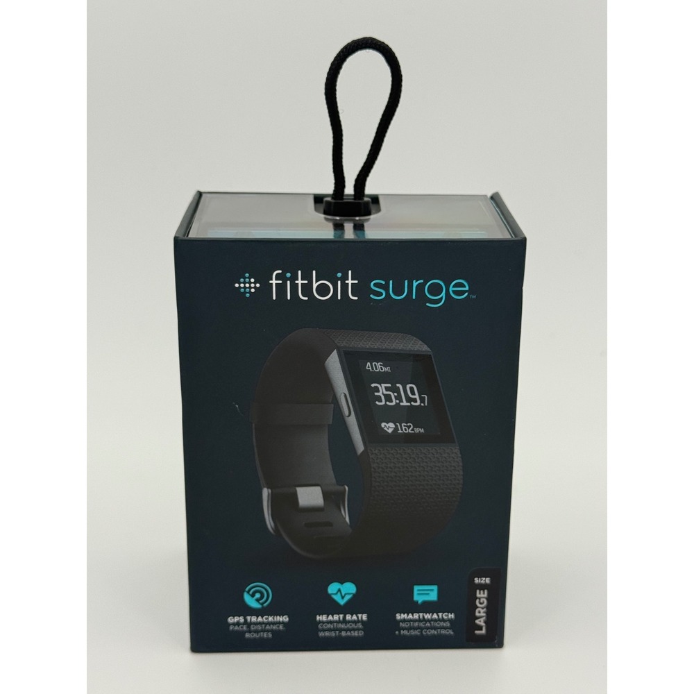 Fitbit Surge Fitness Superwatch Black Size Large GPS Heart Rate FB501BKL New